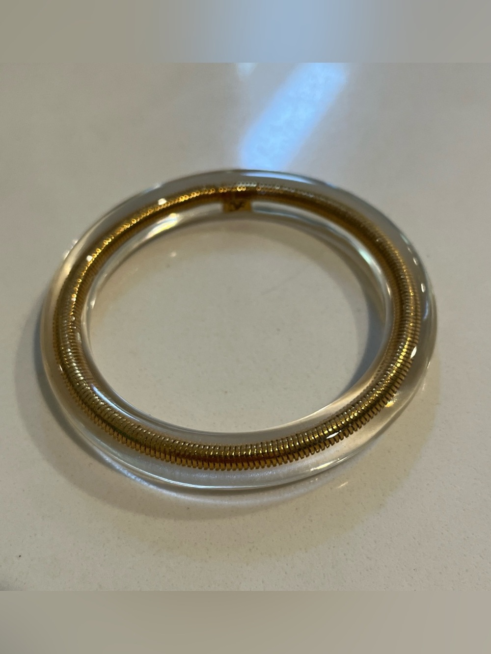 Vintage Diane von Furstenberg (DVF) "Moon Unit" Omega Snake Chain Clear Bangle